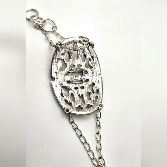 🟢3/$19🟢 Silver Rhinestone Silver Tone Bracelet Small - Medium Size Deco Style - Picture 7 of 9